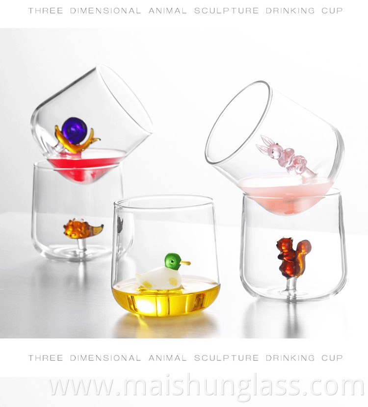 Three-dimensional animal cute cartoon glass Cup